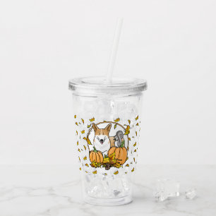 Fall Pembroke Welsh Corgi (red 1) Pumpkins Cute Acrylic Tumbler