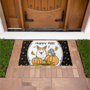 Fall Pembroke Welsh Corgi (red 1) Pumpkins Cute Doormat