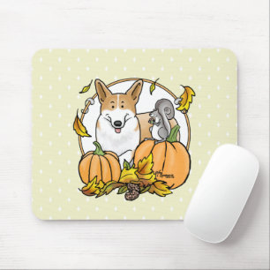 Fall Pembroke Welsh Corgi (red 1) Pumpkins Cute Mouse Mat