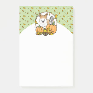 Fall Pembroke Welsh Corgi (red 1) Pumpkins Cute Post-it Notes