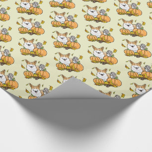 Fall Pembroke Welsh Corgi (red 1) Pumpkins Cute Wrapping Paper