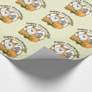 Fall Pembroke Welsh Corgi (red 1) Pumpkins Cute Wrapping Paper