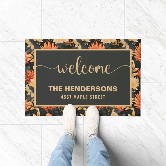 Fall Personalised Family Name Welcome Doormat (Indoor)