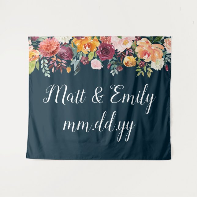 Fall Photo Booth Prop Boho Autumn Wedding Backdrop Tapestry (Front (Horizontal))