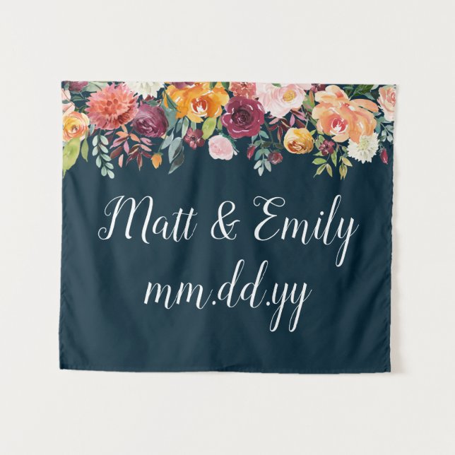 Fall Photo Booth Prop Boho Autumn Wedding Backdrop Tapestry (Front (Horizontal))