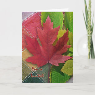 Fall Picnic Invitation, Red Maple Leaf Invitation