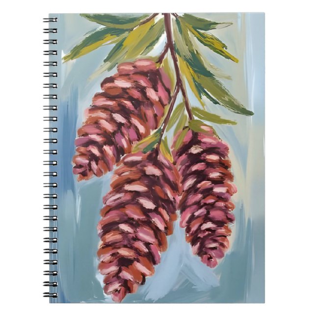 Fall Pinecones | Watercolor Autumn Painting Notebook (Front)