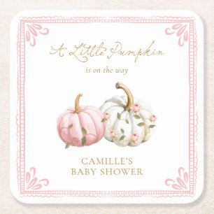 Fall Pink Baby Shower Drink Coasters