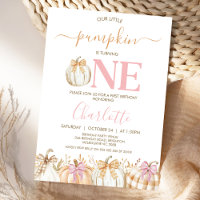 Fall Pink Girls Plaid Little Pumpkin 1st Birthday