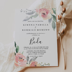 Fall Pink Peony Flowers Boda Wedding  Invitation