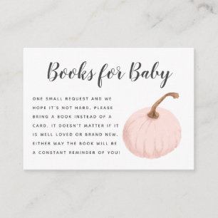 Fall Pink Pumpkin Baby Shower Book Request Enclosure Card