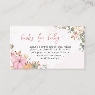Fall Pink Pumpkin Baby Shower Books for Baby Enclosure Card