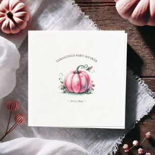 Fall Pink Pumpkin Baby Shower Personalised Napkin