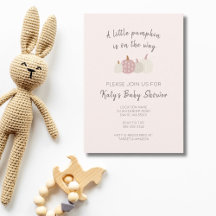Fall Pink Pumpkin Girl Baby Shower Invitation