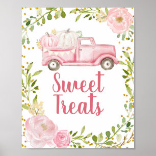 Fall Pink Pumpkin Vintage Truck Sweet Treats sign