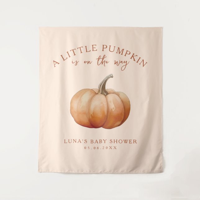 Fall Plaid A Little Pumpkin Baby Shower Backdrop Tapestry (Front)