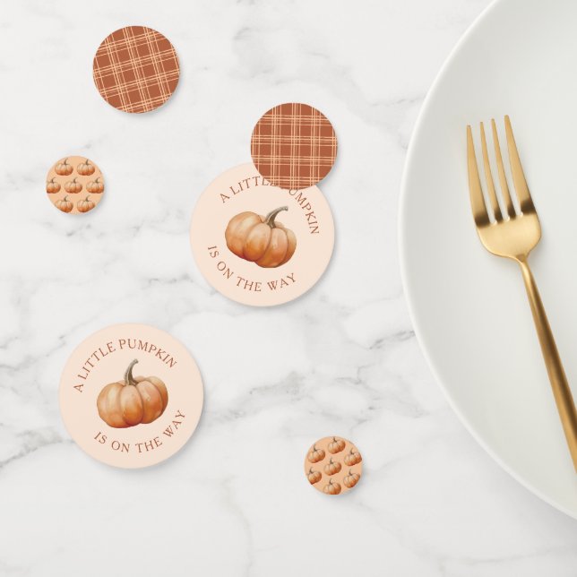 Fall Plaid A Little Pumpkin Baby Shower Confetti (Group)