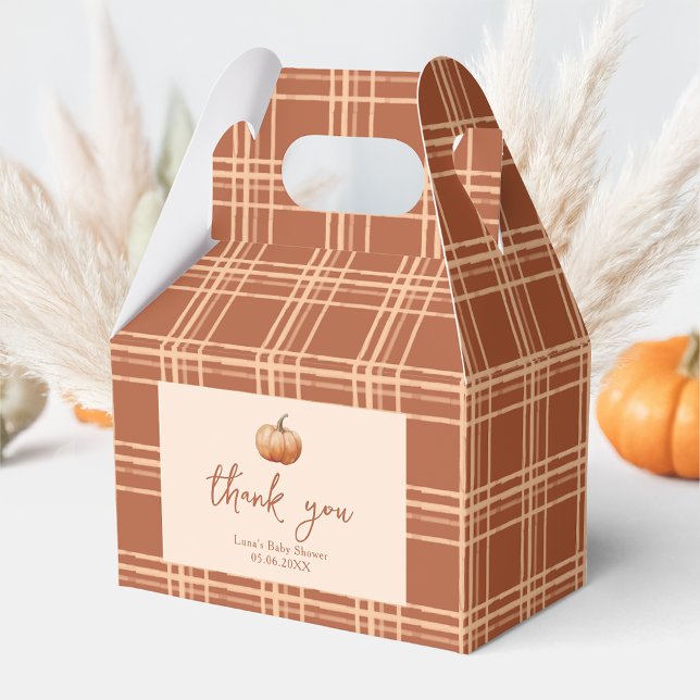 Fall Plaid A Little Pumpkin Baby Shower Gable Favour Box (Creator Uploaded)
