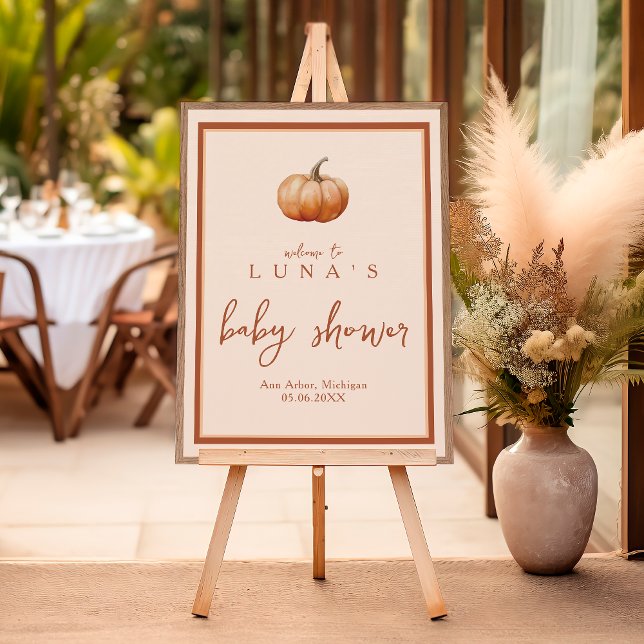 Fall Plaid A Little Pumpkin Baby Shower Welcome Poster (Creator Uploaded)