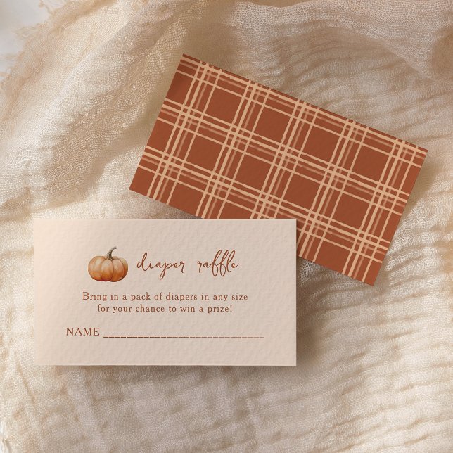 Fall Plaid A Little Pumpkin Diaper Raffle Enclosure Card (Creator Uploaded)