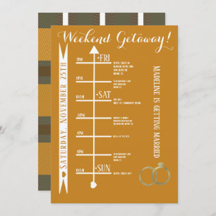 Fall Plaid Bachelorette Weekend Getaway Itinerary Invitation