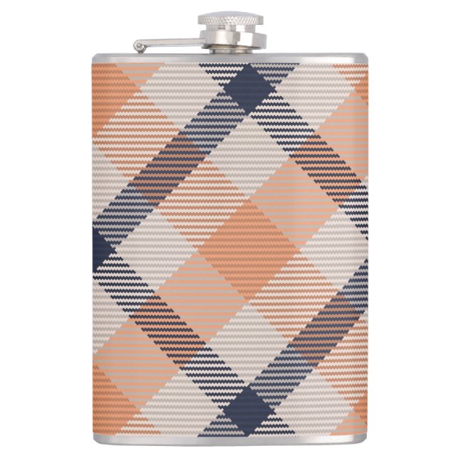 Fall plaid chequered autumn Thanksgiving Hip Flask (Front)