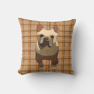 Fall Plaid French Bulldog Cushion