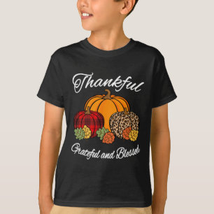 Fall Plaid Leopard Pumpkin Autumn Thanksgiving Ble T-Shirt