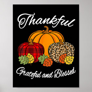 Fall Plaid Leopard Pumpkin Autumn Thanksgiving Wom Poster