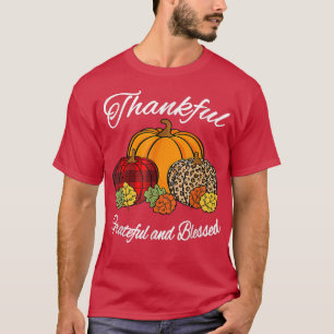 Fall Plaid Leopard Pumpkin Autumn Thanksgiving Wom T-Shirt