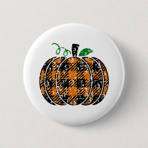 Fall Plaid Pumpkin 6 Cm Round Badge