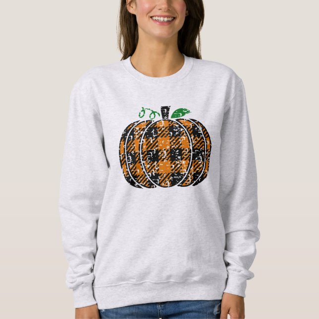 Fall Plaid Pumpkin Sweatshirt (Front)
