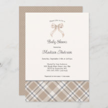 Fall Plaid Ribbon neutral gender baby shower