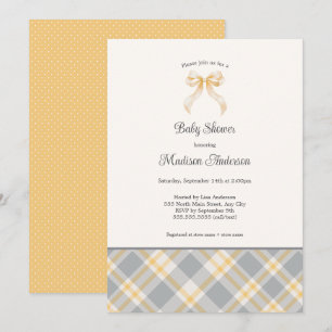 Fall Plaid Ribbon neutral gender baby shower Invitation