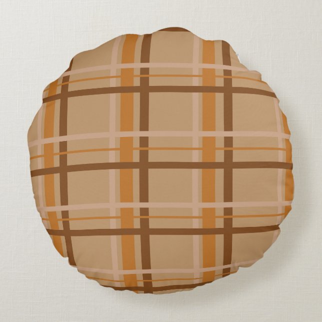 Fall Plaid Round Cushion (Back)
