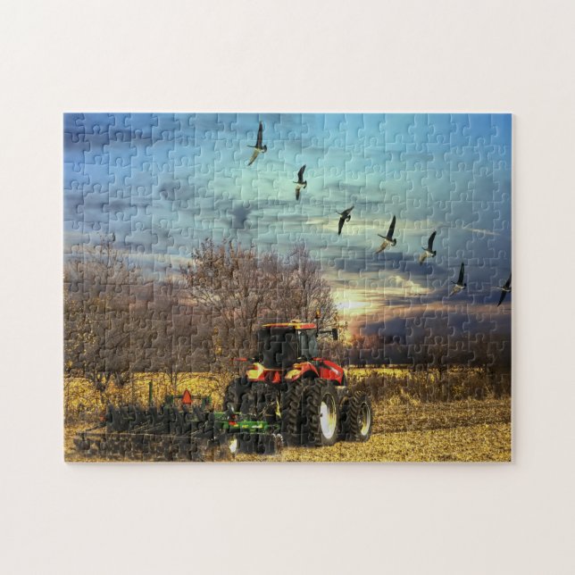 Fall Plough Tractor Ohio. Jigsaw Puzzle (Horizontal)