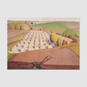 Fall Ploughing, 1931 by Grant Wood Tissue Paper