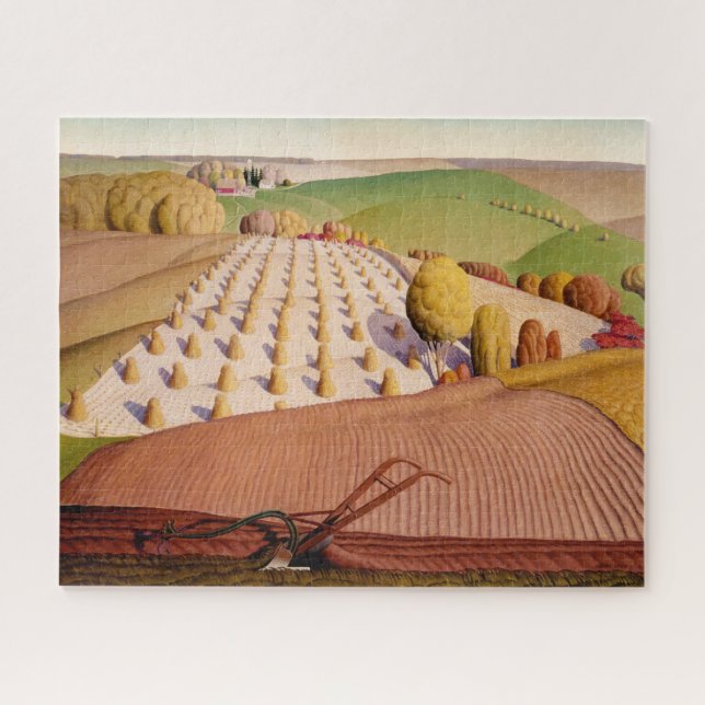 Fall Ploughing by Grant Wood Jigsaw Puzzle (Horizontal)