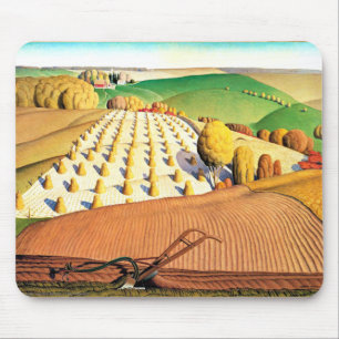 Fall Ploughing, fine art American painting Mouse Mat