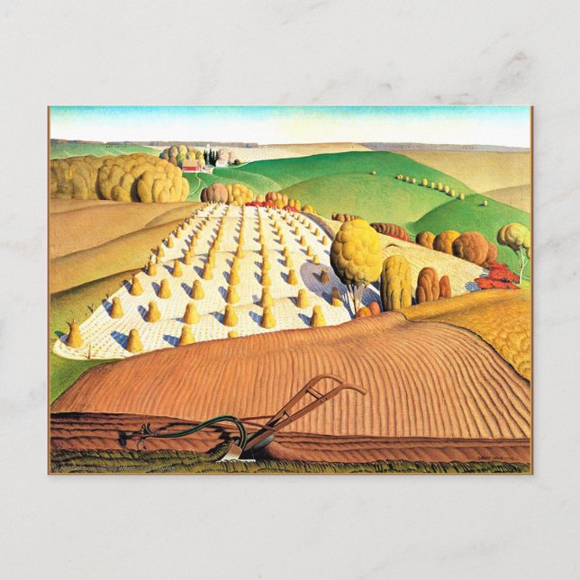 Fall Ploughing, fine art American painting Postcard (Front)