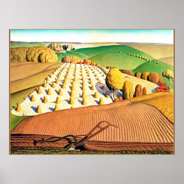 Fall Ploughing, fine art American painting Poster (Front)