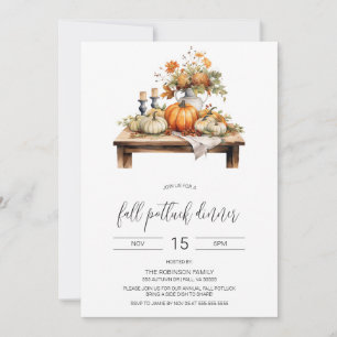 Fall Potluck Dinner Invitation, Thanksgiving  Invitation