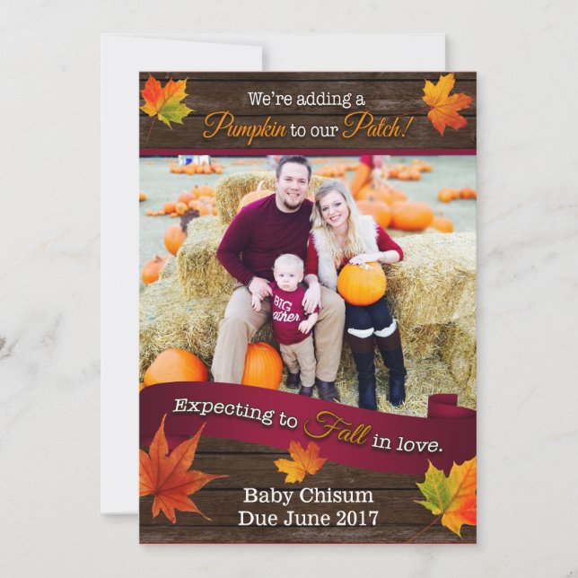 Fall Pregnancy Announcement with Picture (Front)