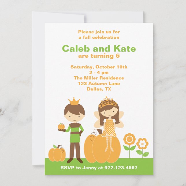 Fall Prince and Fairy Princess Invitation (Front)