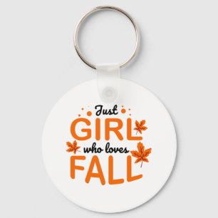 Fall Print Orange Text And Leaves Keychain