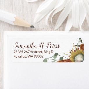 Fall Protea Flower & Eucalyptus Address Labels
