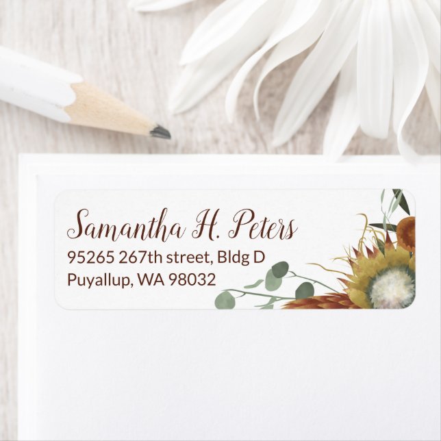 Fall Protea Flower & Eucalyptus Address Labels (Insitu)