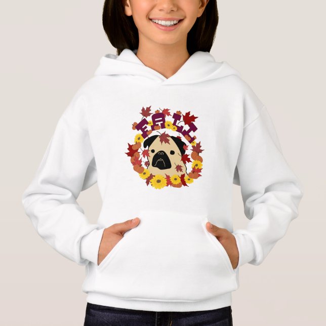 Fall Pug with Leaves, Pumpkins, and Sunflowers (Front)