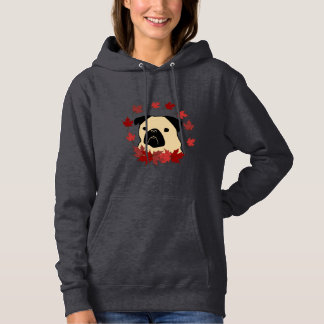 Fall Pug with Leaves, Pumpkins, and Sunflowers Hoodie