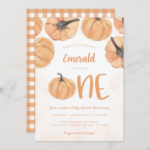 Fall Pumpkin 1st Birthday Party Invitation